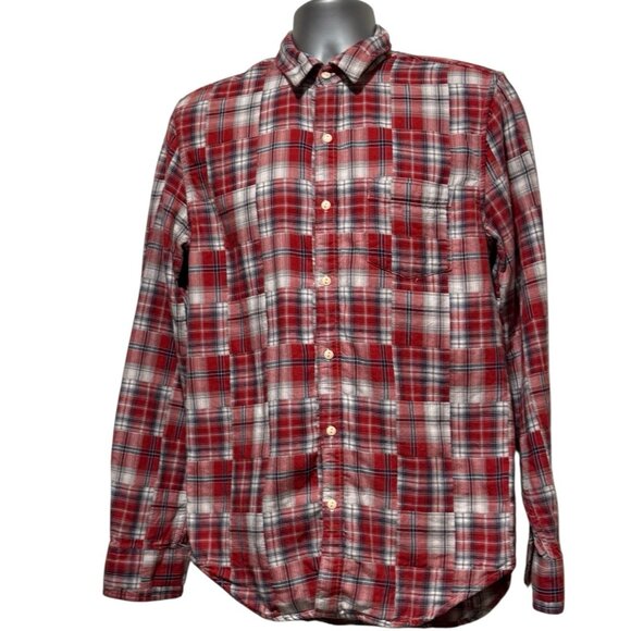 Lucky Brand Red Madras Plaid Western Flannel Button Up Shirt Mens Medium - Picture 3 of 11
